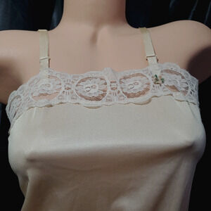 USA Vintage SLIPERFECTION Camisole Cami Top SILKY SATIN Dainty Coquette Small